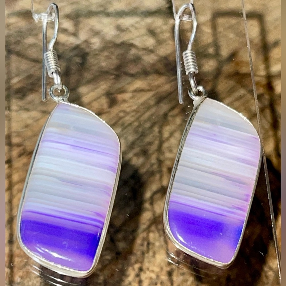Purple Botswana Agate Earrings 1 7/8”